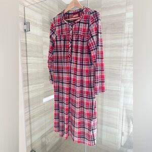 Plaid Long Sleeve Nightgown - Red Plaid Women’s Sleepwear